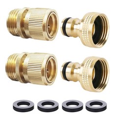 HQMPC Garden Hose Quick Connect Solid Brass Connector 2 Sets,