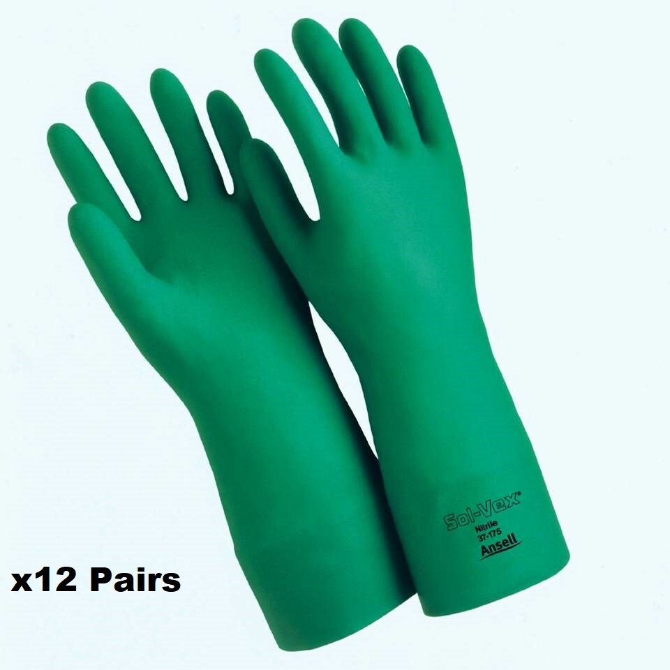 x12 Ansell Sol-Vex Heavy Duty Cleaning Mechanic Gloves Sz Small 7-7-1/2 #37-175