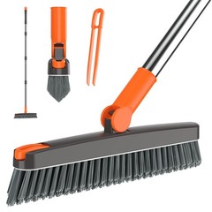 AIR U+ Grout Brush with Long Handle 180° Swivel Scrub 1 PACK, Orange