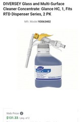 2 NIB Diversey Glance HC 1.5L Glass/Multi-Surface Cleaner (93063402)