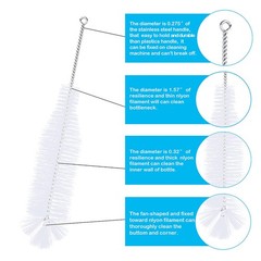 Bottle Brush – Ideal for Cleaning Narrow Neck Swing Top Glass, B-white+1pack