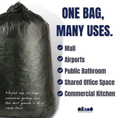 Plasticplace 32-33 Gallon Trash Bags 16 Microns Black High Density Garbage Can