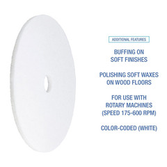 BWK4021WHI 21 In. Diameter Polishing Floor Pads – White (5/Carton)