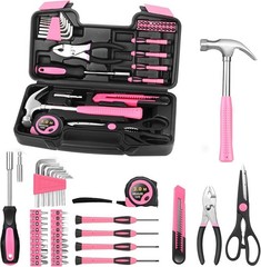 HANGYING 39 Piece Pink Tool Set for Women, All Purpose Household Hand Tool Ki…