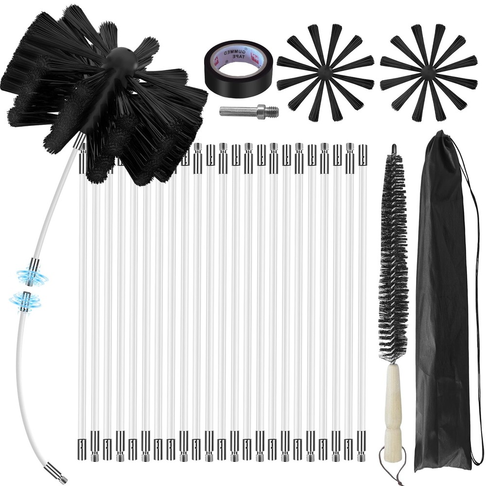 30Feet Chimney Sweep Kit – 6 in Brush Head, Dryer Vent Cleaner, 30FT, Regular