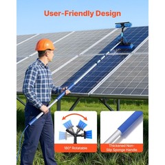 Water Fed Solar Panel Cleaner: 26ft Aluminum Pole, 12″ Brush, Quick-Connect Hose