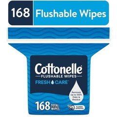 Flushable Wet Wipes Adult Septic Safe Cleaning Wipes 168 Count Resealable Pack