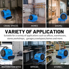 Air Mover Blower Fan, Industrial 1/3HP 1200CFM Monster Floor Blower Carpet Dryer