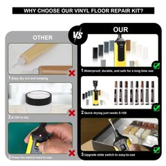 Hardwood Floor Repair Kit -11PCS Laminate Vinyl Wax with 8PCS Wood Gray