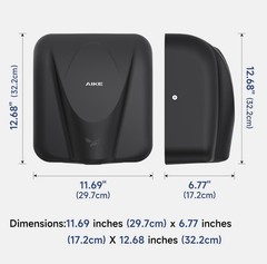 AIKE Elephant Power Commercial Hand Dryer High Speed Auto Matte Black AK2812