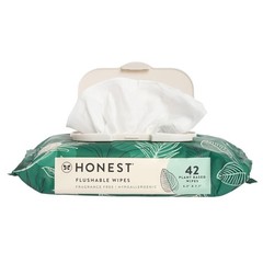The Honest Company Hypoallergenic Flushable Wipes 42 Count (Pack of 1), White
