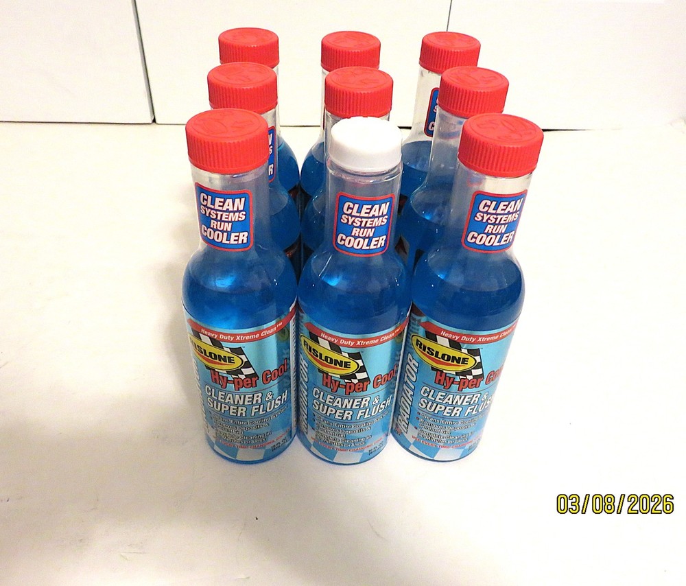 LOT OF 9 Rislone Hy-per Cool Radiator Cleaner and Super Flush 16 oz Bottles