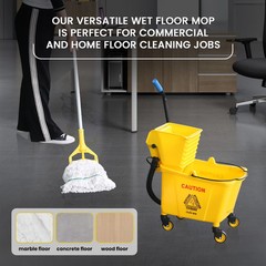 Commercial Mop Bucket with Wringer Set – 35-Qt, 360° Wheels