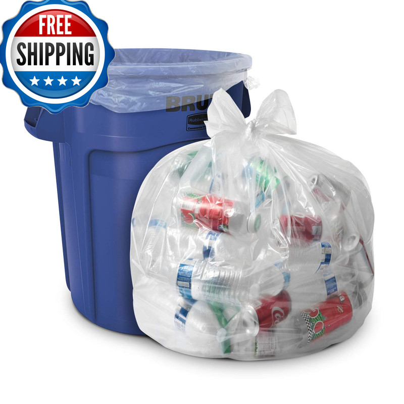 Aluf Plastics 40-45 Gallon 1.2 Mil Thick Clear Heavy Duty Trash Bags – 40 X 46