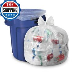 Aluf Plastics 40-45 Gallon 1.2 Mil Thick Clear Heavy Duty Trash Bags – 40 X 46