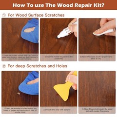 DEWEL Wood Furniture Repair Kit Repair, 12 Fillers+12 Markers+putty+wax