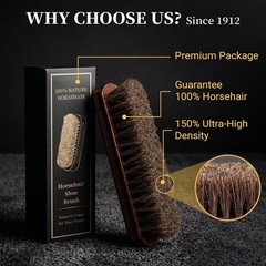 100% 7in Horsehair Shoe Brush Horse Hair Brush for Leather Boots Cleaning Polish