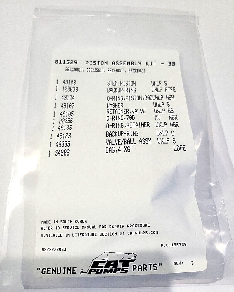 #811529 Cat Pumps Unloader Repair Piston Assembly Cat 66DX, 67DX Pumps OEM