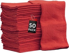 Nabob Wipers Shop Towels 50 Pack Cotton Rags Size 14″x14″ Commercial Grade (50 P