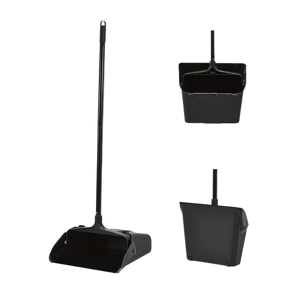 Primero Basics Pivoting Upright Dust Pan with Long Handle and Large, Black