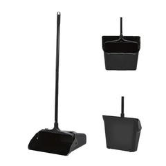 Primero Basics Pivoting Upright Dust Pan with Long Handle and Large, Black