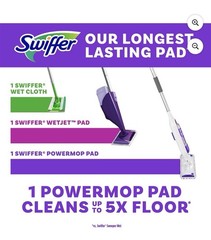 Swiffer Power Mop Wet Pad Refill Bundle, 10 Pads & 2 Solutions, White/Purple