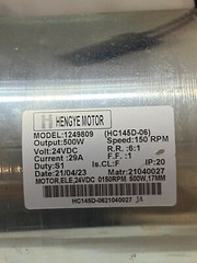 Tennant 1249809 Motor, Ele, 24Vdc 0150Rpm 500W, 17Mm Hengye