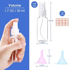 24 Pcs Spray Bottles 2oz / 55ml Clear Empty Mini White