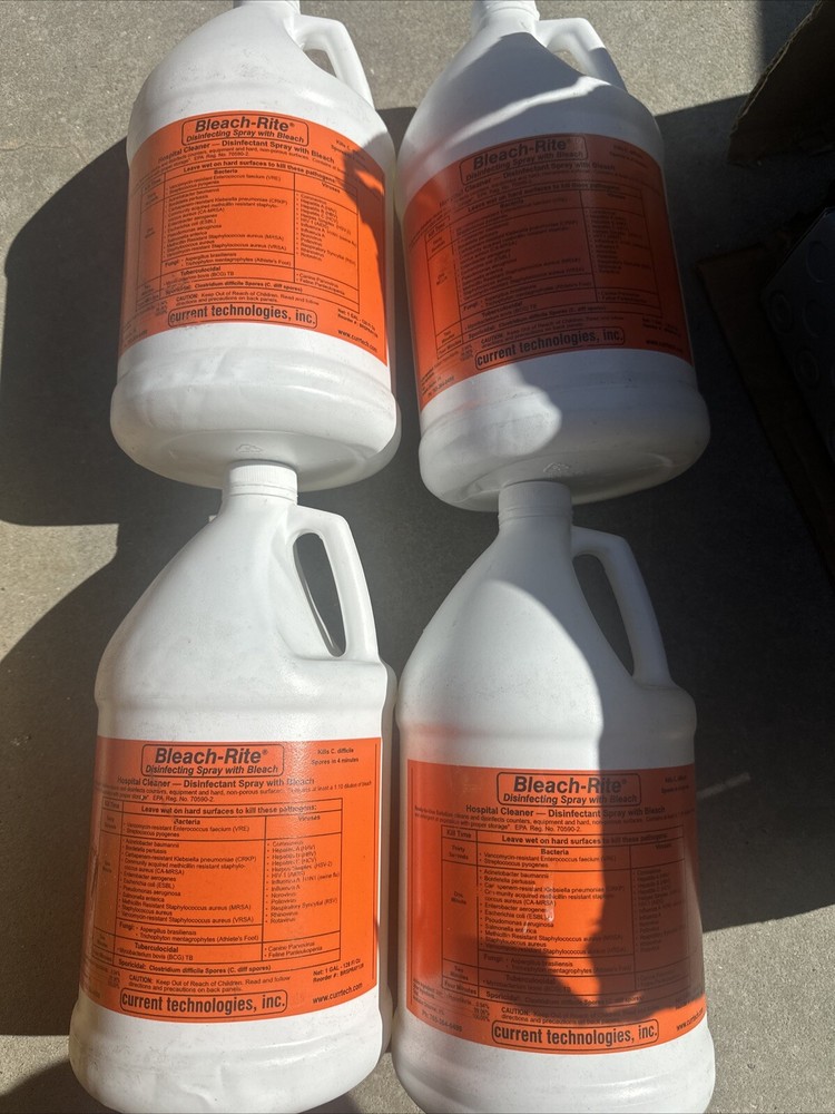 4 Pack Of Bleach-Rite® 128 Oz 1 Gallon Bottles Disinfectant Spray With Bleach