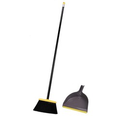 Broom and Dustpan Set,IndoorBroom with Dust pan Combo Set Yellow Angle