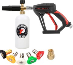 Tool Daily Short Pressure Washer Gun with Foam Cannon, 1/4 Black, Red, White