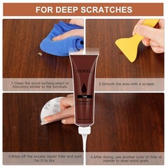 DEWEL Wood Furniture Repair Kit Repair, 12 Fillers+12 Markers+putty+wax