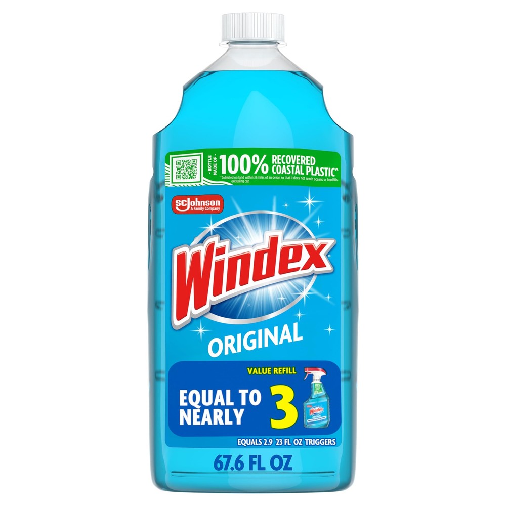 Windex Refill Glass and Window Cleaner Bottle, Bottle 67.6 Fl Oz (Pack of 1)