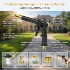 High pressure hose nozzle – Upgraded Garden Hose Sprayer – Car Wash Black