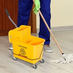 5 Gallon Mini Press Mop Bucket with Wringer 20L Rolling Cart Yellow