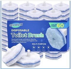 CECAILIN Disposable Toilet Brush Refill Pads 60pcs Fresh Scent