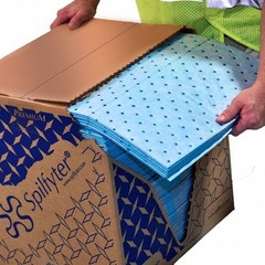 Spilfyter M-70 Sorbent Pad, 36 Gal, 16 In X 18 In, Oil, Blue, Polypropylene