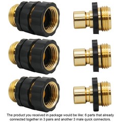 Triumpeek 3/4″ Garden Hose Connector, 9 7-10 cm, 9 PCS – 6 Male & 3 Female