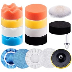 SIQUK 16 Pieces 3 Inch Buffing Pads 3 Inch, Orange,Yellow,White,Blue,Black