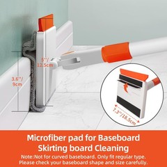 Baseboard Cleaner Tool with Handle, Extendable Long Handle 63 inches, Gray