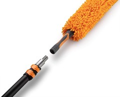 Long Handle Duster for Cleaning // Extendable 3 feet, Black and Orange