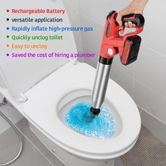 Electric Toilet Plunger，Drain Clog Remover Tools,High Pressure 1 Battery RED