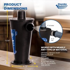 Oneida Air Dust Deputy DIY Static Dissipative Cyclone Separator, Black(Open Box)