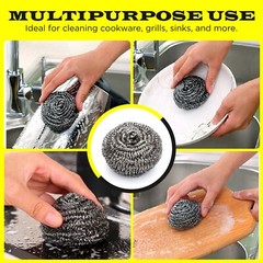 6 pcs Stainless Steel Scourer, Scrubber for Cleaning Pots, Dishes, Ovens, Grills