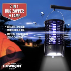 Flowtron Rechargeable Bug Zapper 3600Mah Battery Powered Led Killer Usb-C Sq Ft