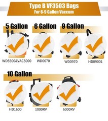 For Ridgid Shop Vac bags 6-9 Gallon, ALYYDBG 5 Pack Size B VF3503