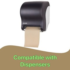 Paper Hand Towel 6 Rolls Natural Brown 8 inch 350 ft 1 Ply Hardwound Dispensers