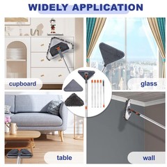 NWGOF Wall Cleaner Mop with 79 Inches Long Handle, 360° 78 inches, Gray