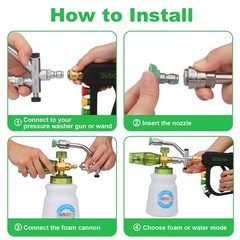 DUSICHIN Pressure Washer 7.25 inches, Gun+Foam Cannon+Dual Connector+Nozzle