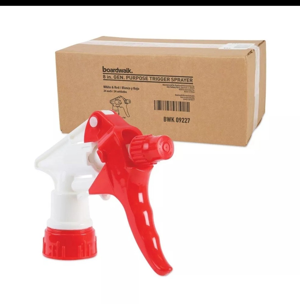 Boardwalk 9227 8″ Trigger Sprayer for 16 – 24 oz. Bottles – RD/WHT (24/CT) New